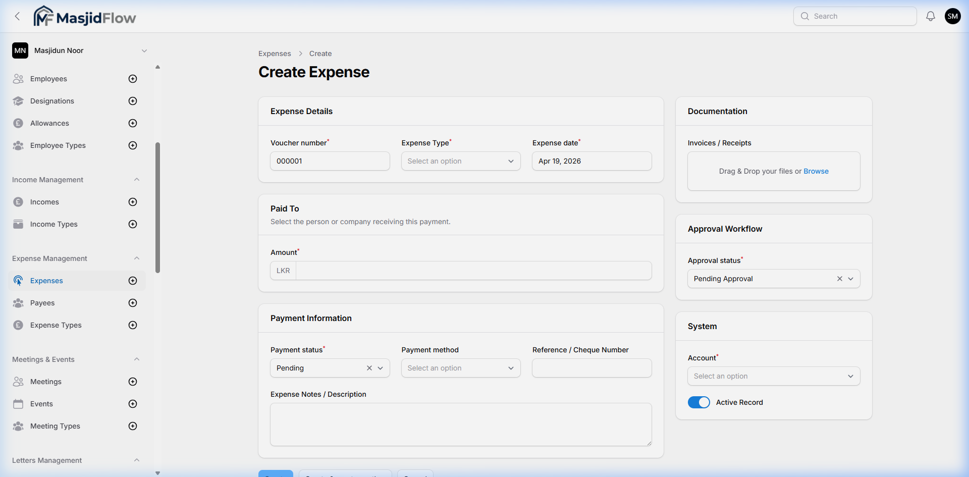 Create Expense Form