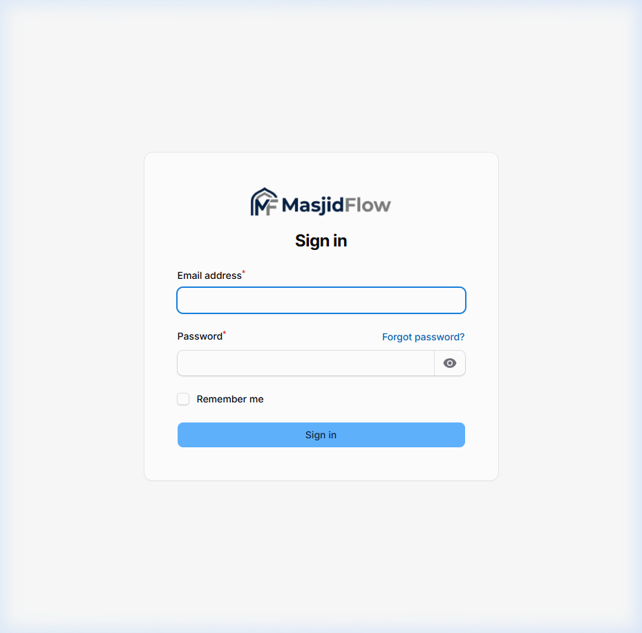 Login page