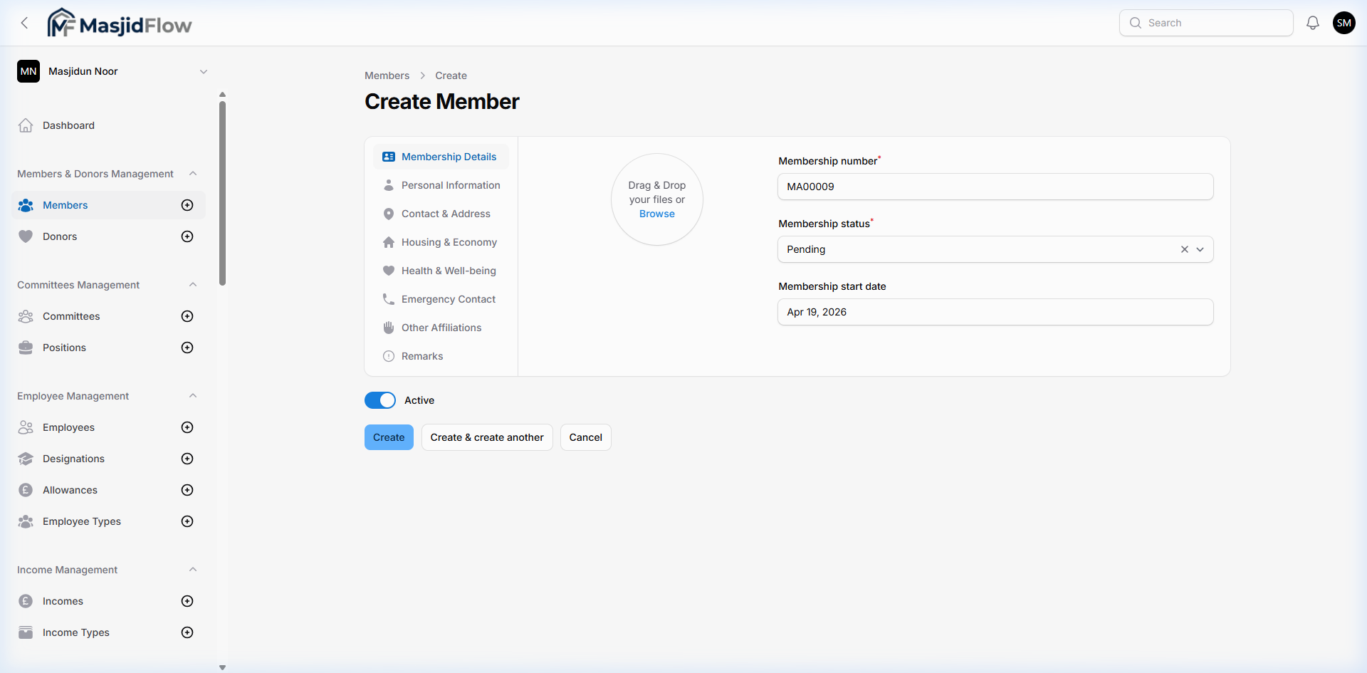 Create Member Form